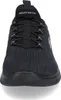 A front view of a black Skechers sneaker. Voir les images du produit