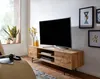 Lowboard Eiche-Dekor 160x45x40cm TV-Kommode 2 Türen Modern in Gesamtansicht mit Fernseher und Deko-Objekten. Anteprima dell’immagine prodotto