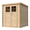 A wooden garden shed with double doors and windows. Náhľad obrázku produktu