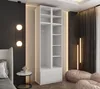 Drehtürenschrank 240x70x48 cm Weiß mit 2 Spiegeln, Aufsatz Produktbild-Vorschau 2