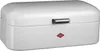 A white breadbox with a silver handle and a red logo on the front. Náhled obrázku produktu
