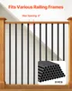 A staircase railing with black balusters, showing a measurement indicator and a pile of balusters in the corner. Podgląd zdjęcia produktu