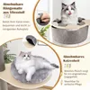 Collage of images showing a cat tree with different features like a hammock and a bed, with descriptive text. Produktbild-Vorschau