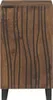 A close-up side view of a wooden sideboard with dark, wavy vertical accents. Podgląd zdjęcia produktu