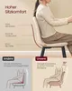 A woman sitting on a chair, with diagrams illustrating the ergonomic benefits of the chair's design. Produktbild-Vorschau