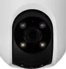 Close-up front view of a white security camera with a black faceplate. Produktbild-Vorschau