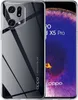 A clear phone case is shown on the left, with a phone screen displaying marketing text on the right. Produktbild-Vorschau
