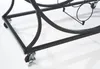 A close-up view of the black metal frame and wheels of a wine rack. Podgląd zdjęcia produktu