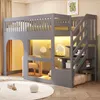 Flieks Etagenbett 90x200cm mit Led, Kinderbett Hausbett mit Produktbild-Vorschau 1