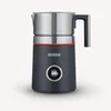 A studio shot of a black and silver electric milk frother with a red accent ring. Produktbild-Vorschau