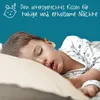 A child sleeping peacefully on a pillow, with text overlay promoting a pillow for restful nights. Produktbild-Vorschau