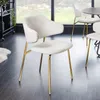 Design Stuhl VOGUE weiß Bouclé goldene Metallbeine Produktbild-Vorschau 1