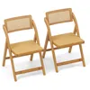 Two folding chairs made of bamboo with rattan backrests. Podgląd zdjęcia produktu