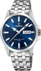 A close-up studio shot of a Festina men's watch with a blue dial and silver metal band. Produktbild-Vorschau