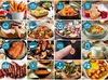 A collage of different food items and cooking scenarios. Produktbild-Vorschau