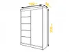 A line drawing of a white wardrobe with dimensions indicated. Produktbild-Vorschau