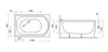 Technical drawings of a bathtub with dimensions and measurements. Podgląd zdjęcia produktu