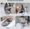 Collage of four images showing a pregnancy pillow being used in different scenarios: working, leisure, sleeping, and nursing. Podgląd zdjęcia produktu