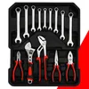 A tool kit with various wrenches and pliers laid out in a black case. Podgląd zdjęcia produktu