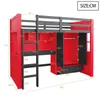 Hoogslaper 90x200 cm, rood-zwart, van hout, met Productafbeelding-voorbeeld 2