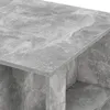 Close-up view of a concrete-look bar table with shelves. Náhled obrázku produktu