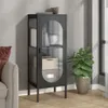 vidaXL Sideboard Noir 40x35x105 cm Verre et acier - Voir les images du produit 2