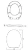 Technical drawing of a toilet seat with dimensions. Podgląd zdjęcia produktu