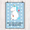 Mr. & Mrs. Panda Bild Einhorn Baby DIN A2 - Blau Pastell - Produktbild-Vorschau 2