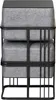 A studio shot of a set of two stacked ottomans with a dark gray top surface. Produktbild-Vorschau