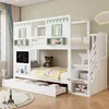 Łóżko piętrowe Abrihome 90 x 200 cm z drabinką i schowkiem, Podgląd zdjęcia produktu 1