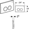 Technical drawing of a toilet flush plate with dimensions. Anteprima dell’immagine prodotto