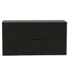 A black vanity cabinet with fluted fronts and metal handles is shown against a white background. Náhled obrázku produktu