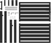 A flat lay of a disassembled garden gate and its hardware, laid out on a white background. Produktbild-Vorschau