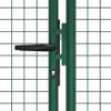 A close-up view of a green metal garden gate with a black handle and lock mechanism. Produktbild-Vorschau
