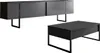 A modern black media console and matching coffee table are shown against a white background. Produktbild-Vorschau