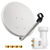 PremiumX SAT Anlage 80cm Antenne Aluminium Twin LNB weiß 4x Produktbild-Vorschau 1