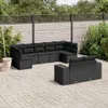 vidaXL 9-tlg. Garten-Sofagarnitur mit Kissen Schwarz Poly Produktbild-Vorschau 2