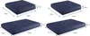 Four images of blue cushions with dimensions shown. Produktbild-Vorschau