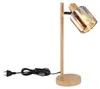 Große LED Tischlampe Holzoptik mit Rauchglas Kristall, Produktbild-Vorschau 5