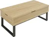 A rectangular coffee table with a light wood-grain top and black metal legs, shown from a three-quarter angle against a white background. Voir les images du produit