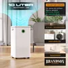 A white air dehumidifier is shown in a room setting, with various application scenarios depicted on the right side. Anteprima dell’immagine prodotto