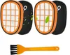 Two vacuum cleaner filters and a cleaning brush against a white background. Produktbild-Vorschau