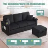 Modułowa sofa narożna z czarnego aksamitu z oświetleniem Podgląd zdjęcia produktu 8