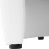 Close-up of the bottom of a white chair leg with a black foot. Produktbild-Vorschau
