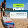 Doppelhub-Pumpe zum schnellen Aufpumpen des URBOGYM HAILSTORM SUP Boards am Strand Produktbild-Vorschau