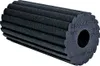 A black foam roller with ridges and text on the side. Produktbild-Vorschau