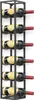 A black metal wine rack mounted on a white wall, holding six bottles of red wine. Náhled obrázku produktu