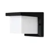 A black and white outdoor wall lamp with a square frosted glass diffuser. Produktbild-Vorschau