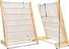 A wooden bookshelf with fabric pockets for books, shown from two angles. Anteprima dell’immagine prodotto