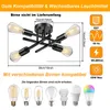 A diagram showing a black ceiling light fixture with dimensions and compatibility information for light bulbs. Voir les images du produit